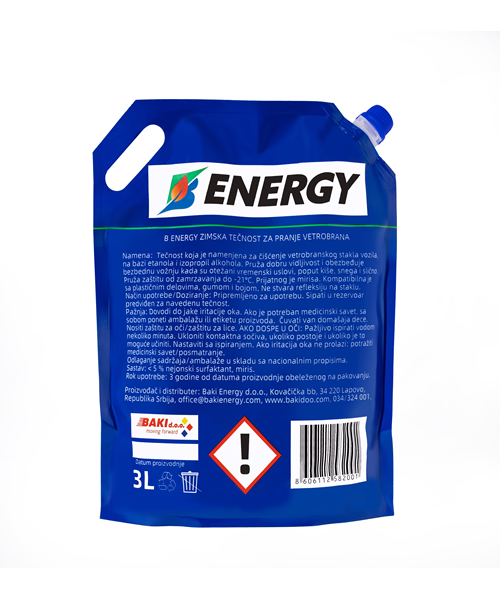 B ENERGY ZIMSKA TECNOST ZA PRANJE VETROBRANA 3L 